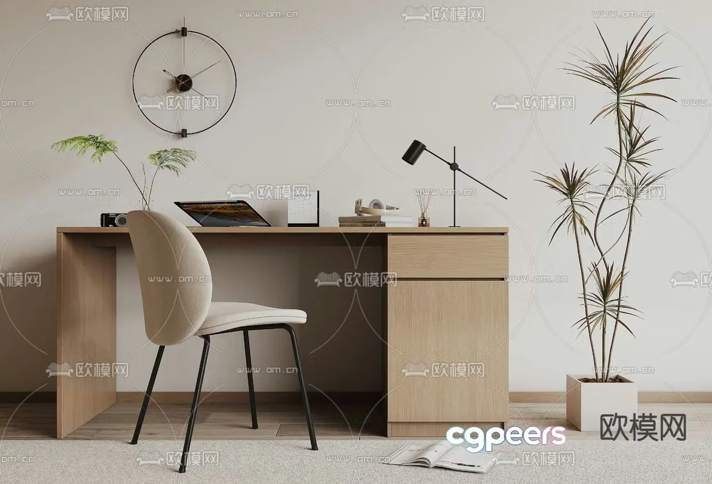 Modern desk writing desk computer desk 3d model