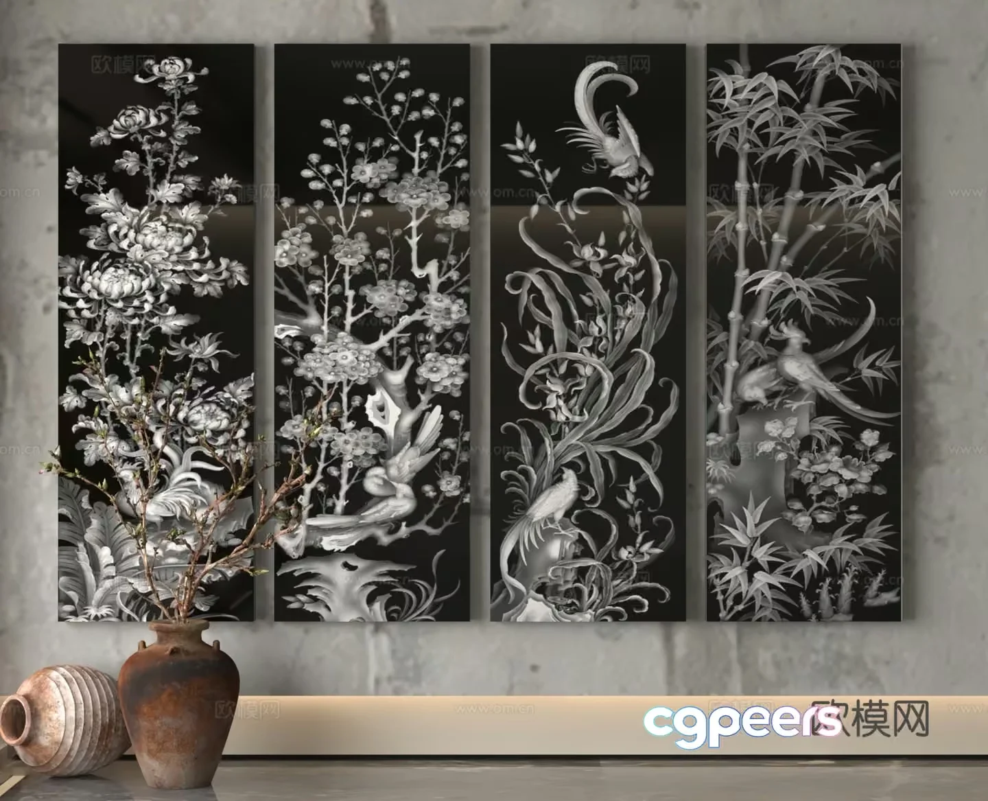 Artwork With Asian-Inspired Designs 3D Model – 13334 – VRAY Render
