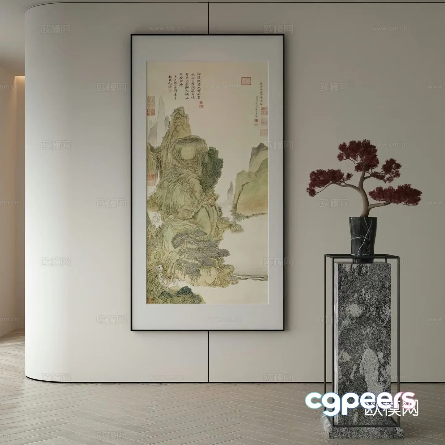 New Chinese style wasabi paintings oil paintings 3D model