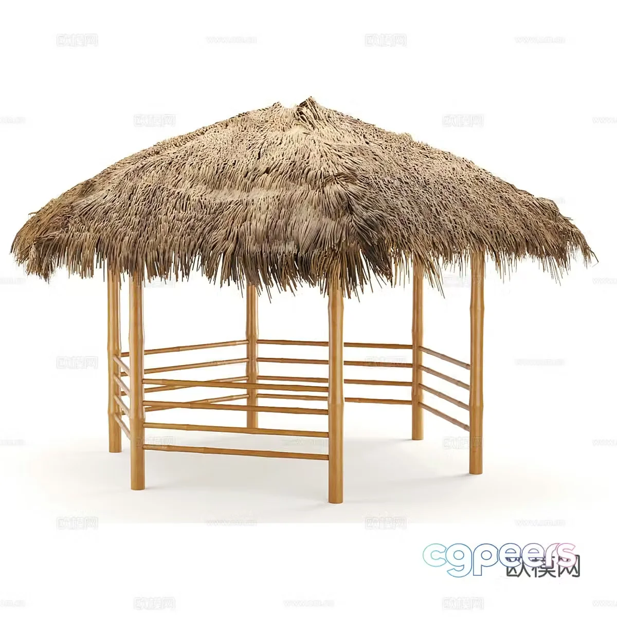 Gazebo thatched hut 3d model