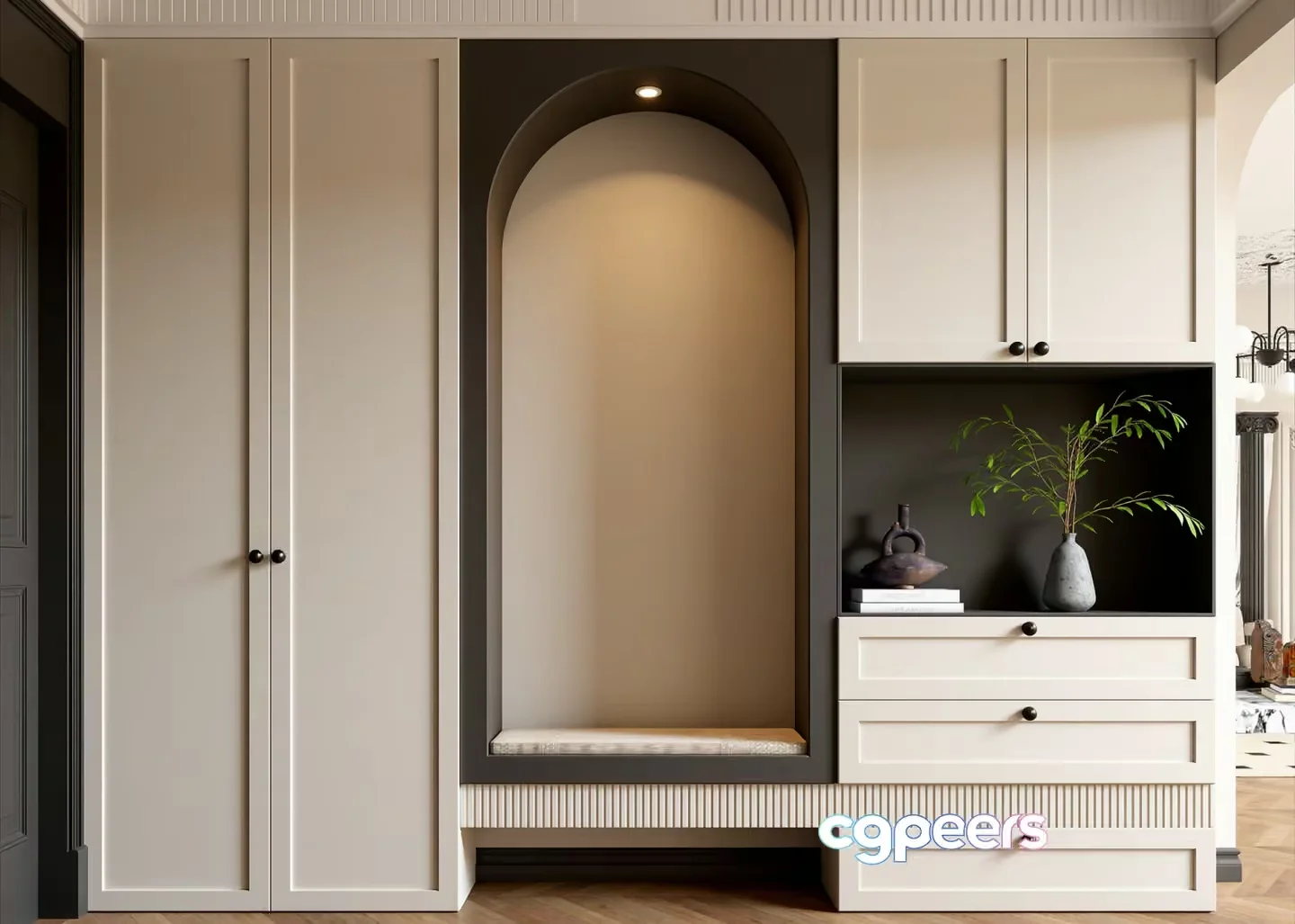 Modern White Wardrobe 3D Model – 7610 – VRAY Render