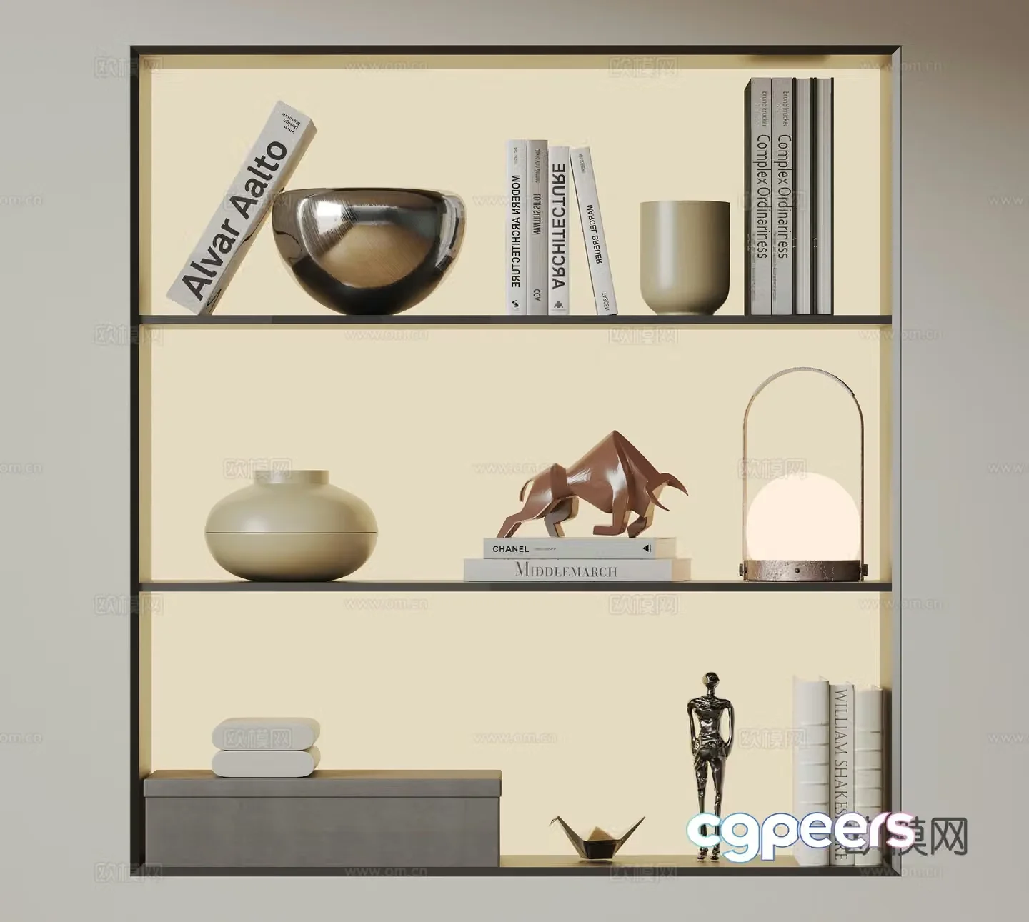 Modern ornament combination Minimalist ornament sculpture Books and books Vase ceramic 3d model