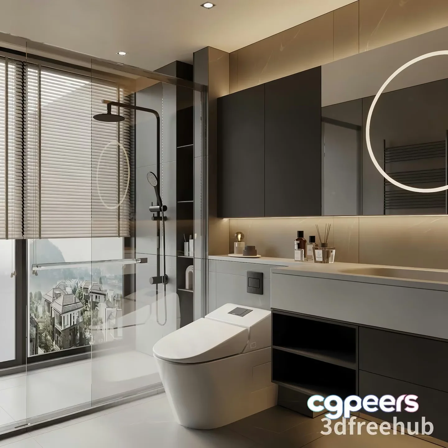 Modern Bathroom With Toilet 3D Model – 20915 – VRAY Render