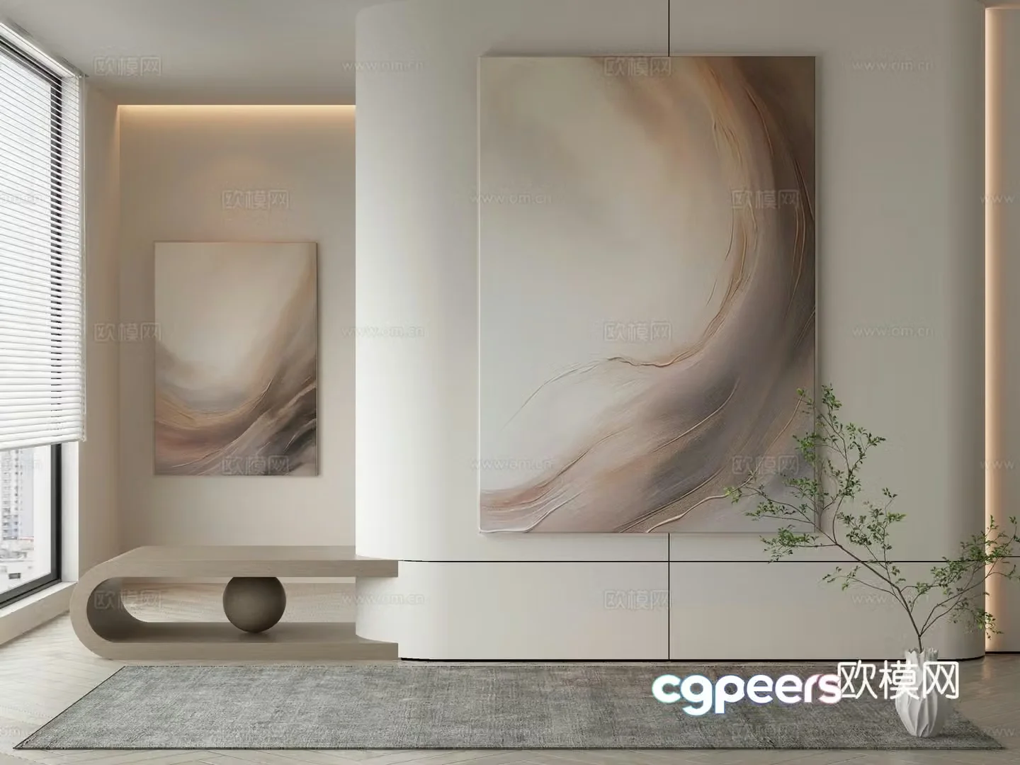 Modern texture painting decorative painting 3d model