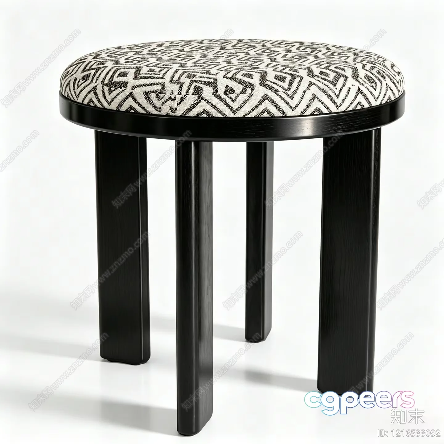 Small Black Stool 3D Model – 15798 – VRAY Render