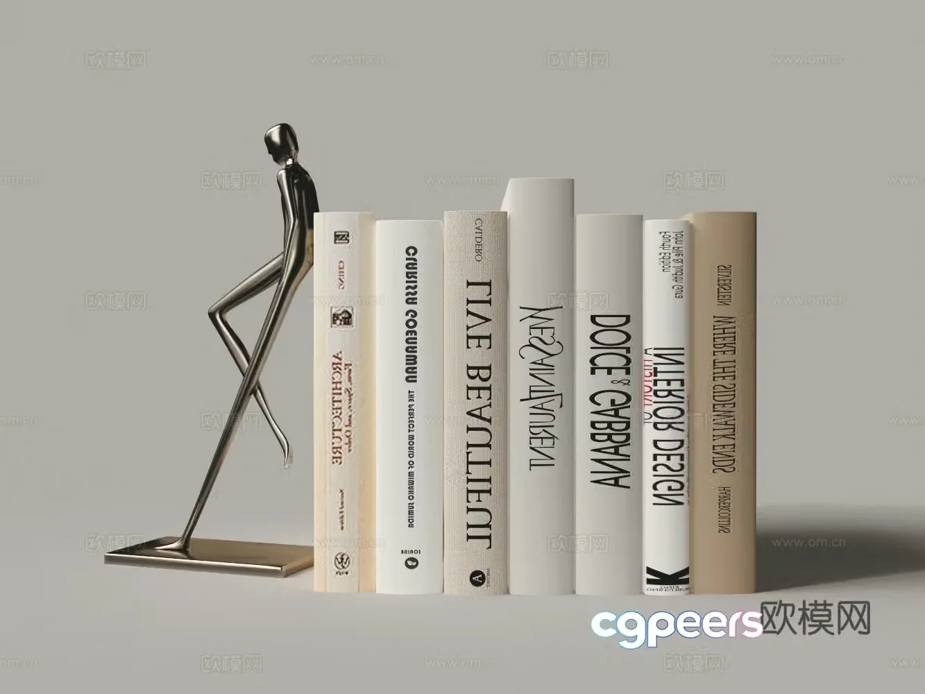 Modern bronze man book clip book ornament 3d model