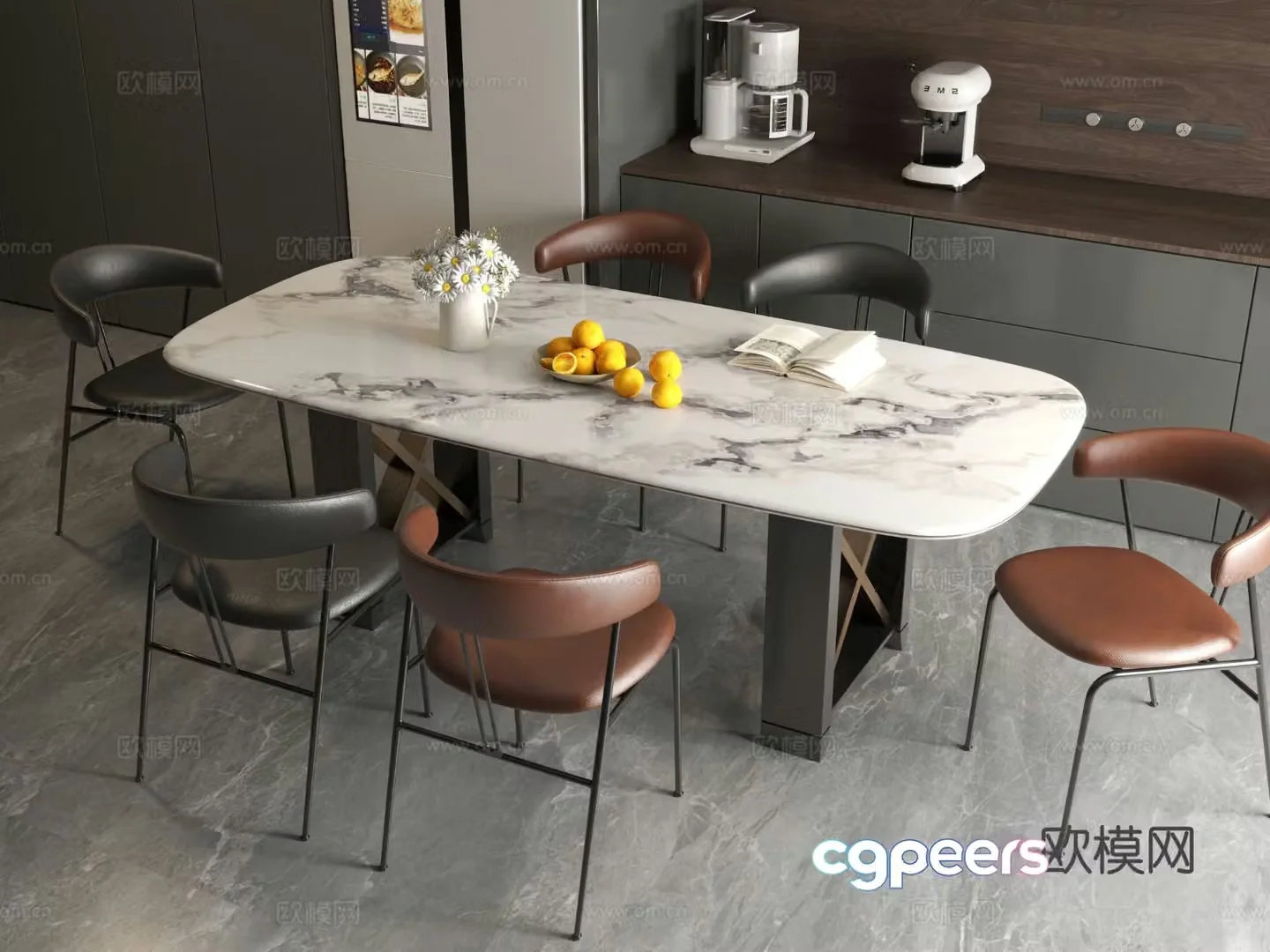 Modern dining table Italian dining table Modern Italian restaurant Dining table Dining table Dining chair 3d model