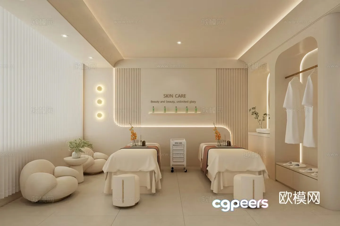 Creamy Beauty Salon Beauty Salon Private Room 3D Model