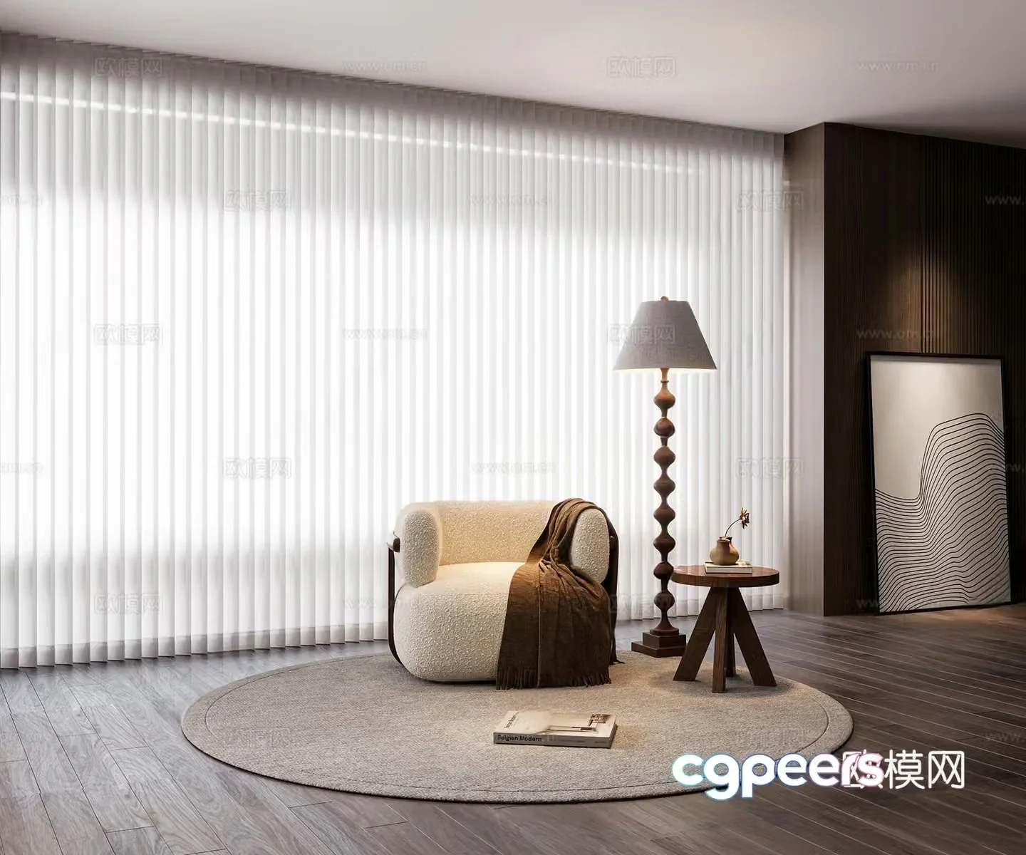 Cream style single sofa 3d model