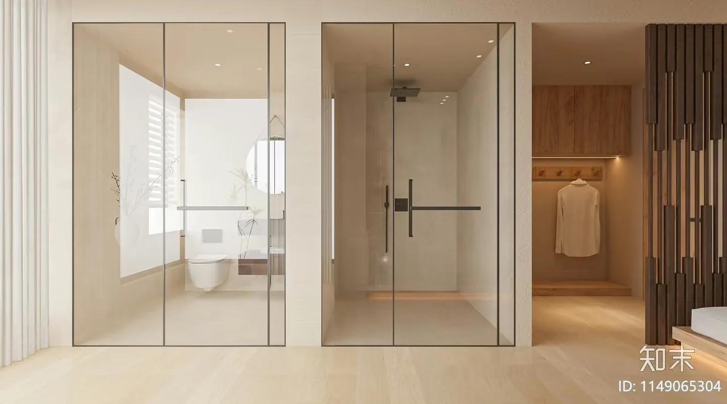 Modern Glass Shower Door 3D Model – 11192 – VRAY Render