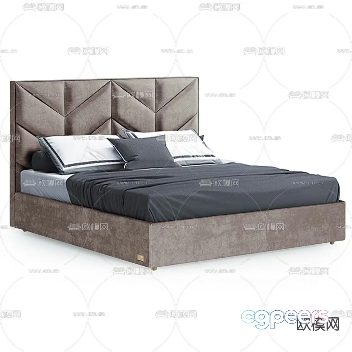 Italian double bed 3d model