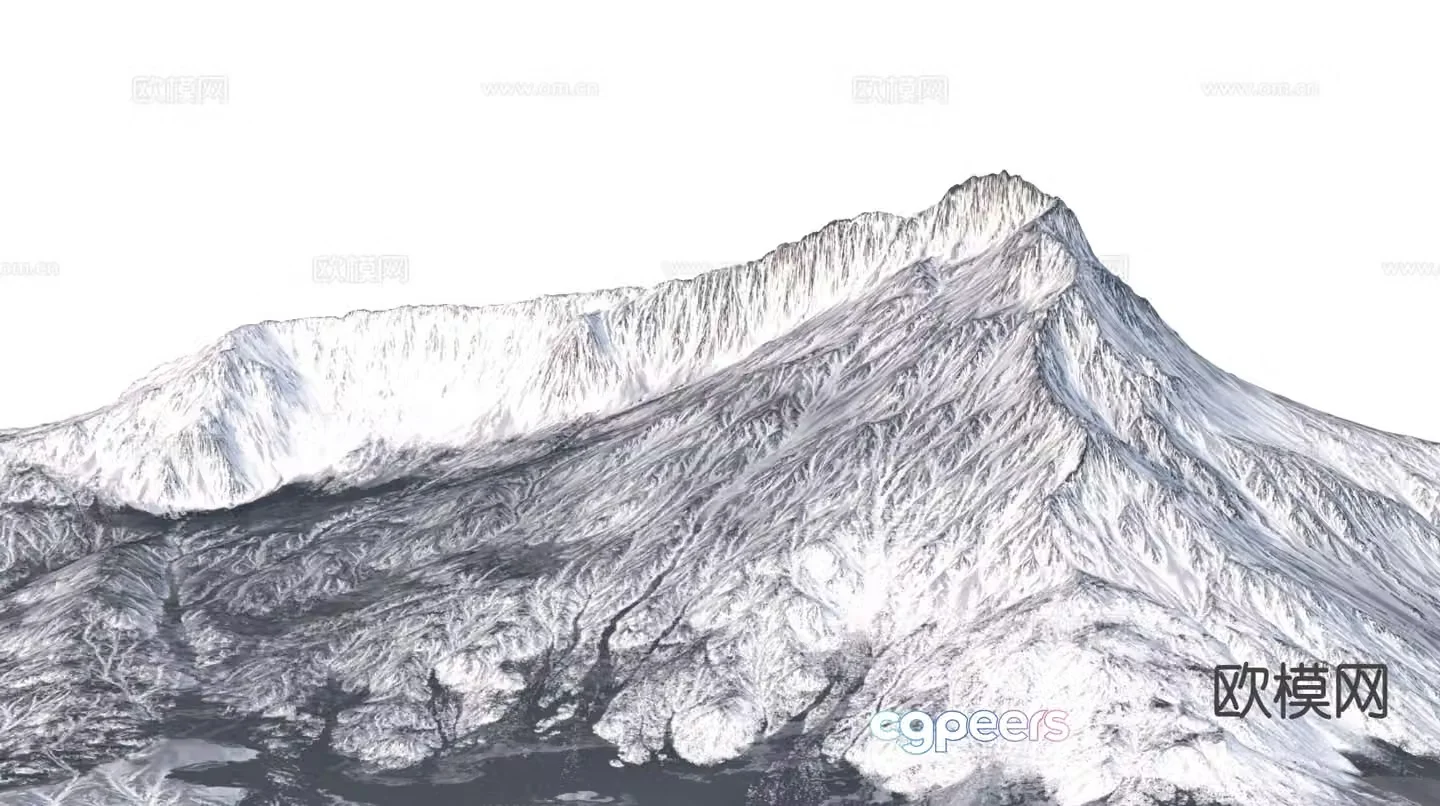 Snow mountain landscape mountain peak 3d model
