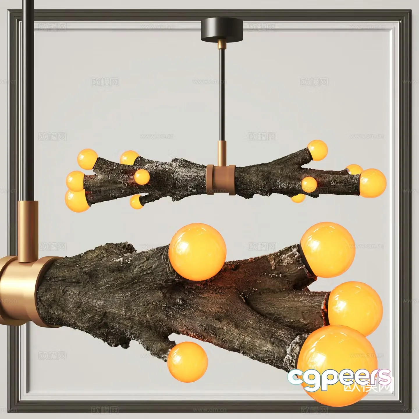 Wabi-sabi chandelier dead wood chandelier 3d model