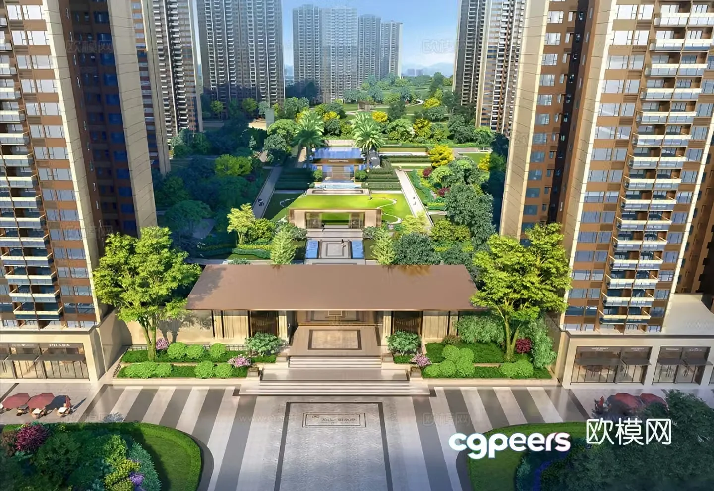 Modern residential landscape courtyard community landscape 3D model