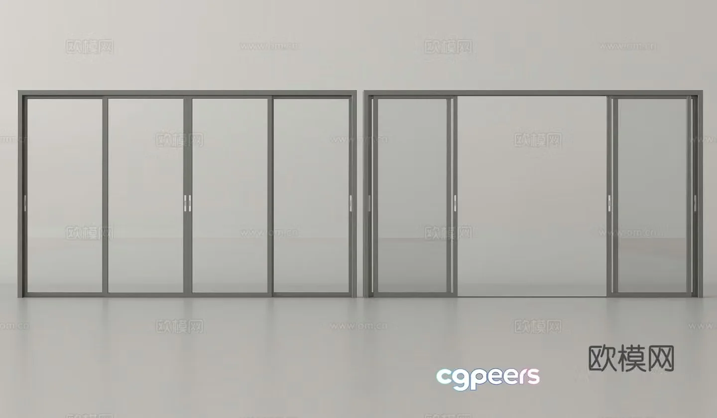 Glass sliding door slide door 3d model