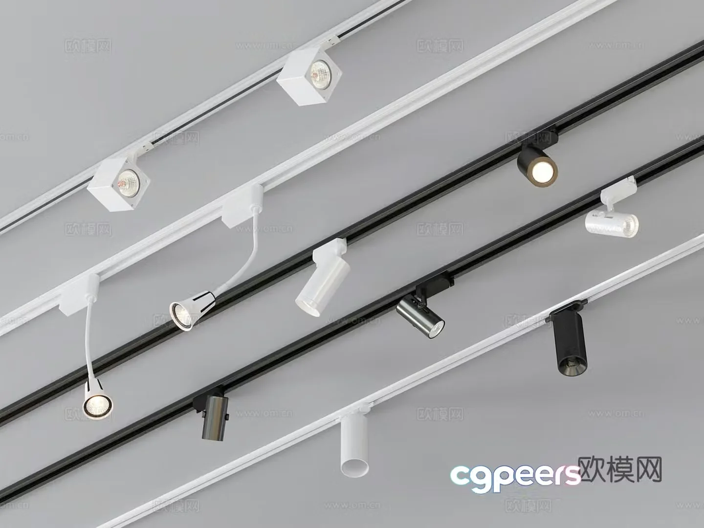 Modern track downlight spotlight square spotlight 3d model