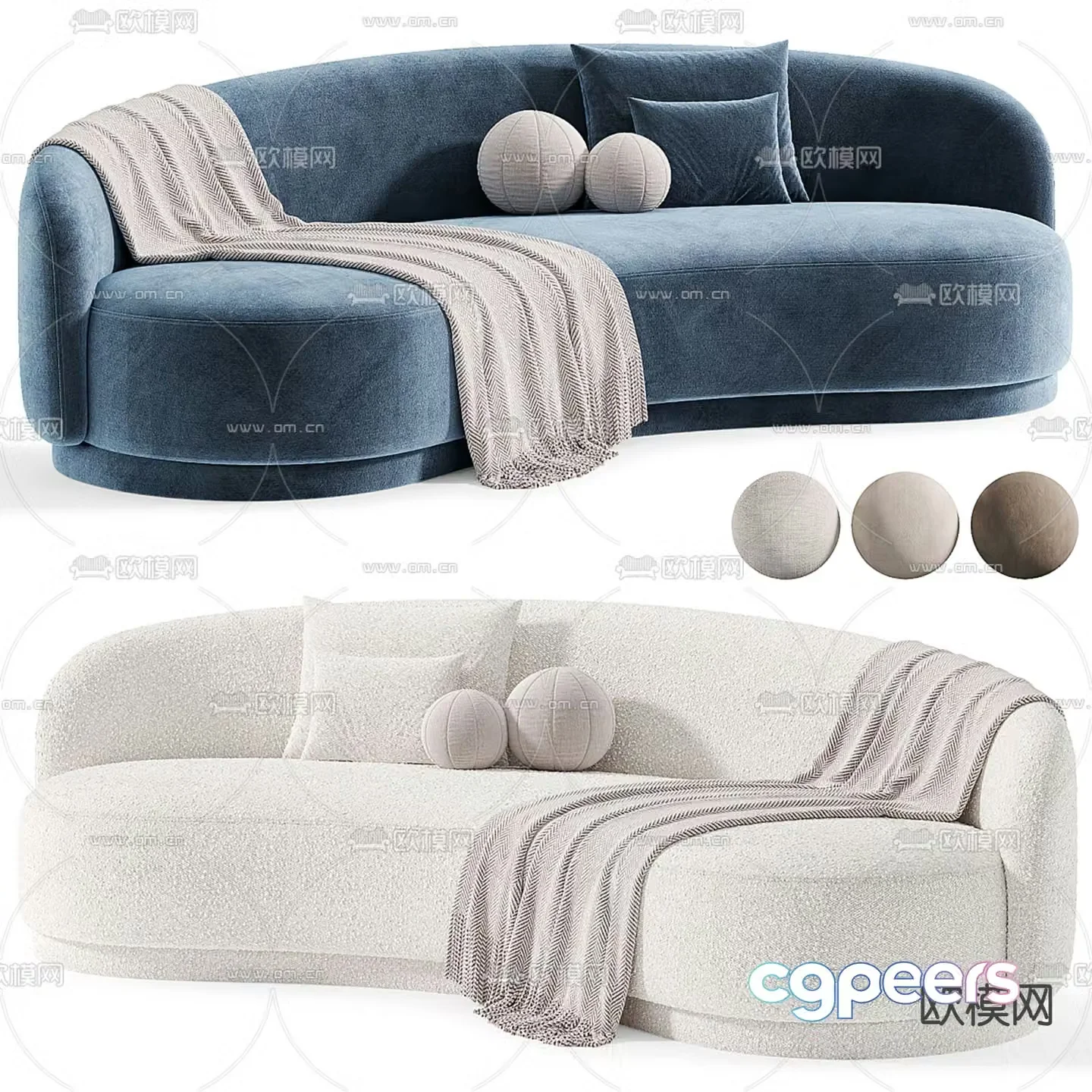 Modern three-seat sofa 3d model
