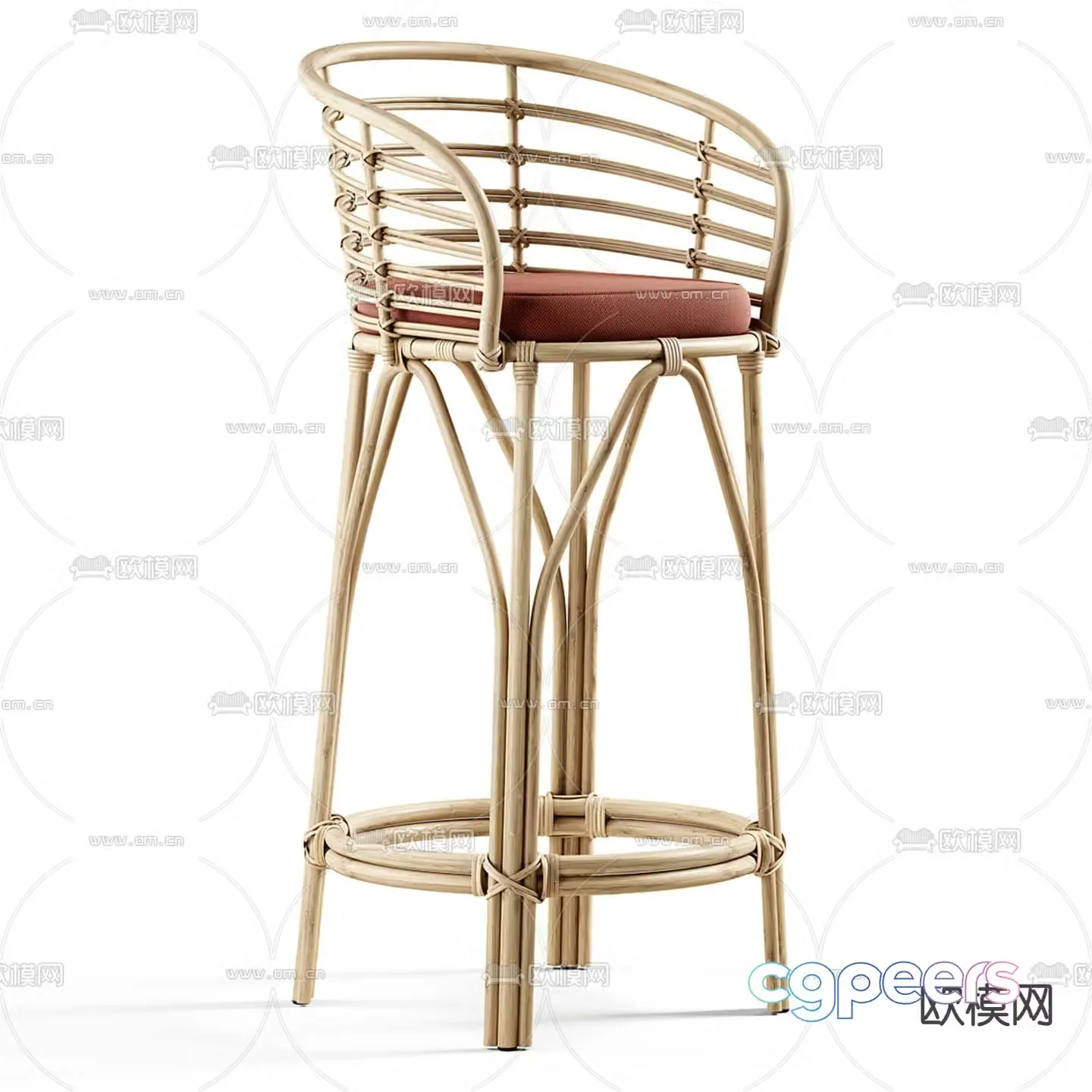 Clutter Confort rattan bar chair bar stool high stool 3d model
