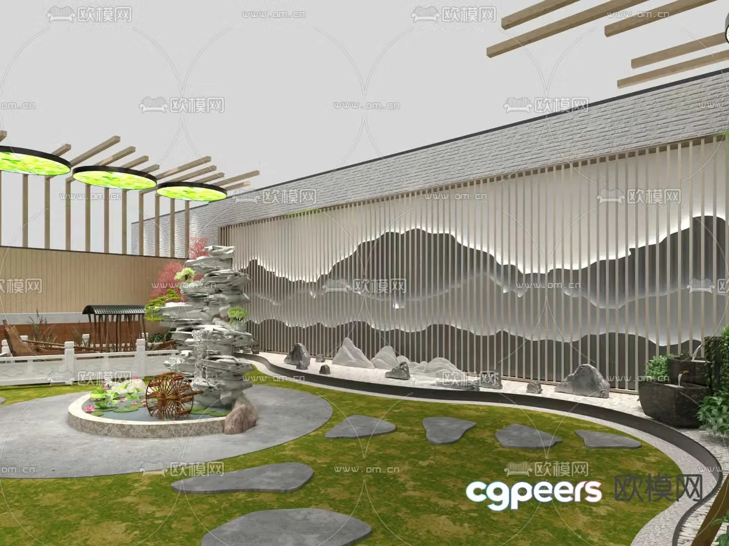 New Chinese style landscape indoor landscape 3d model