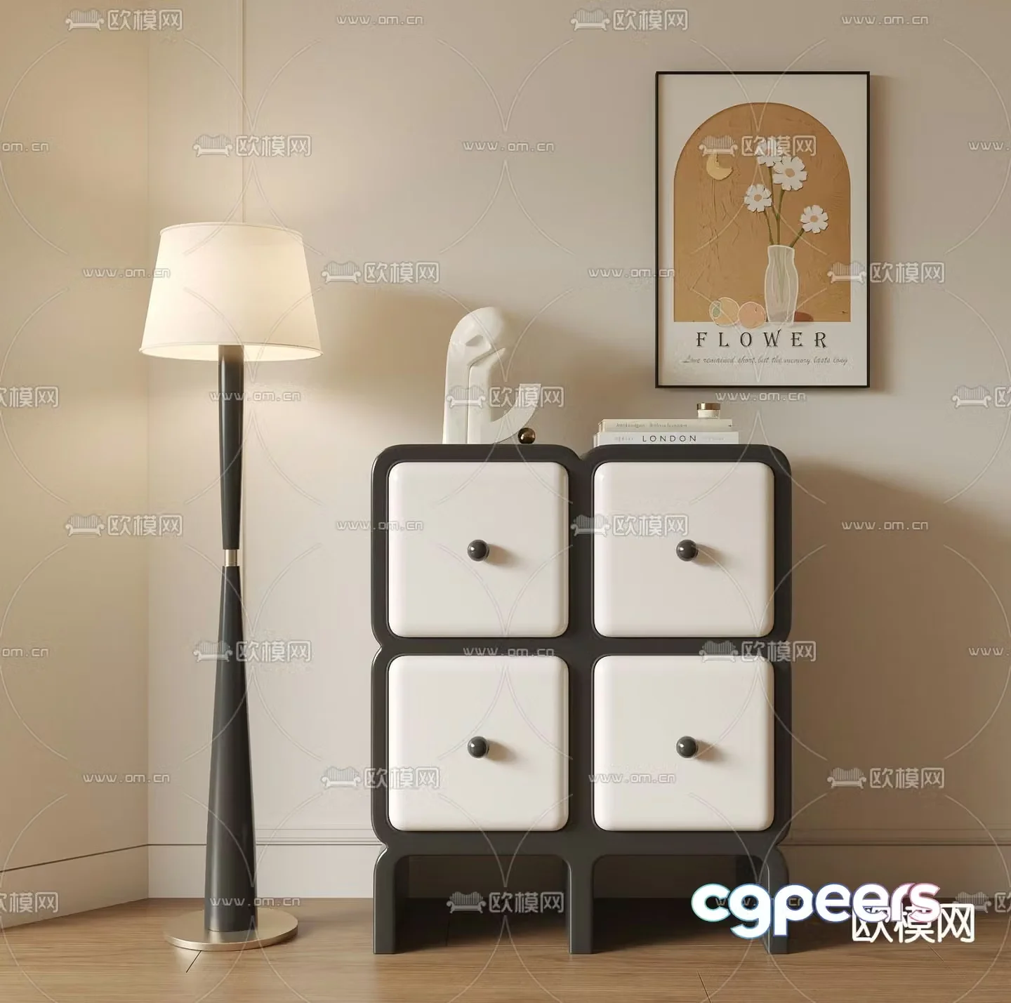 Modern entrance cabinet Duanjing cabinet 3D model