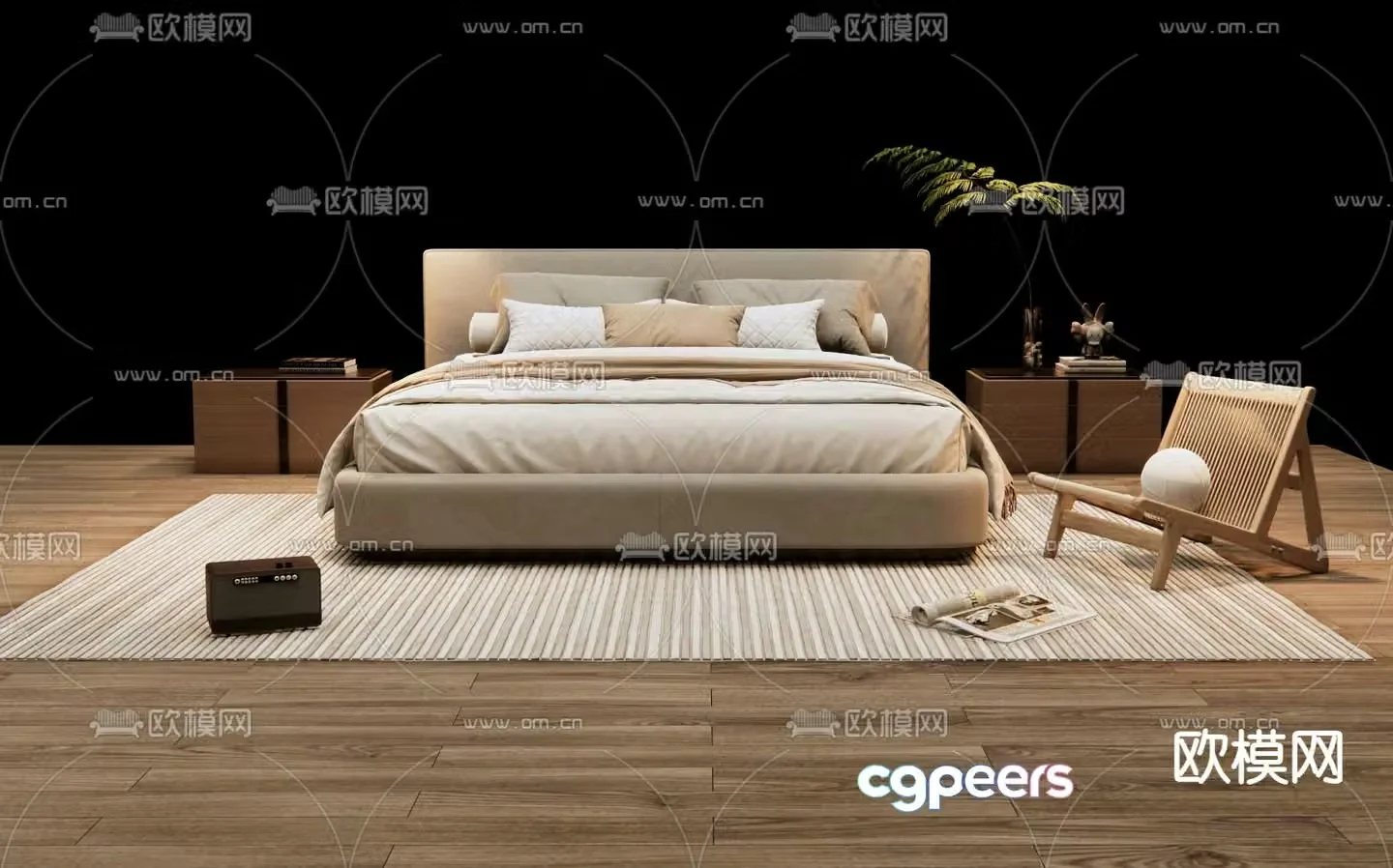 Modern double bed 3d model