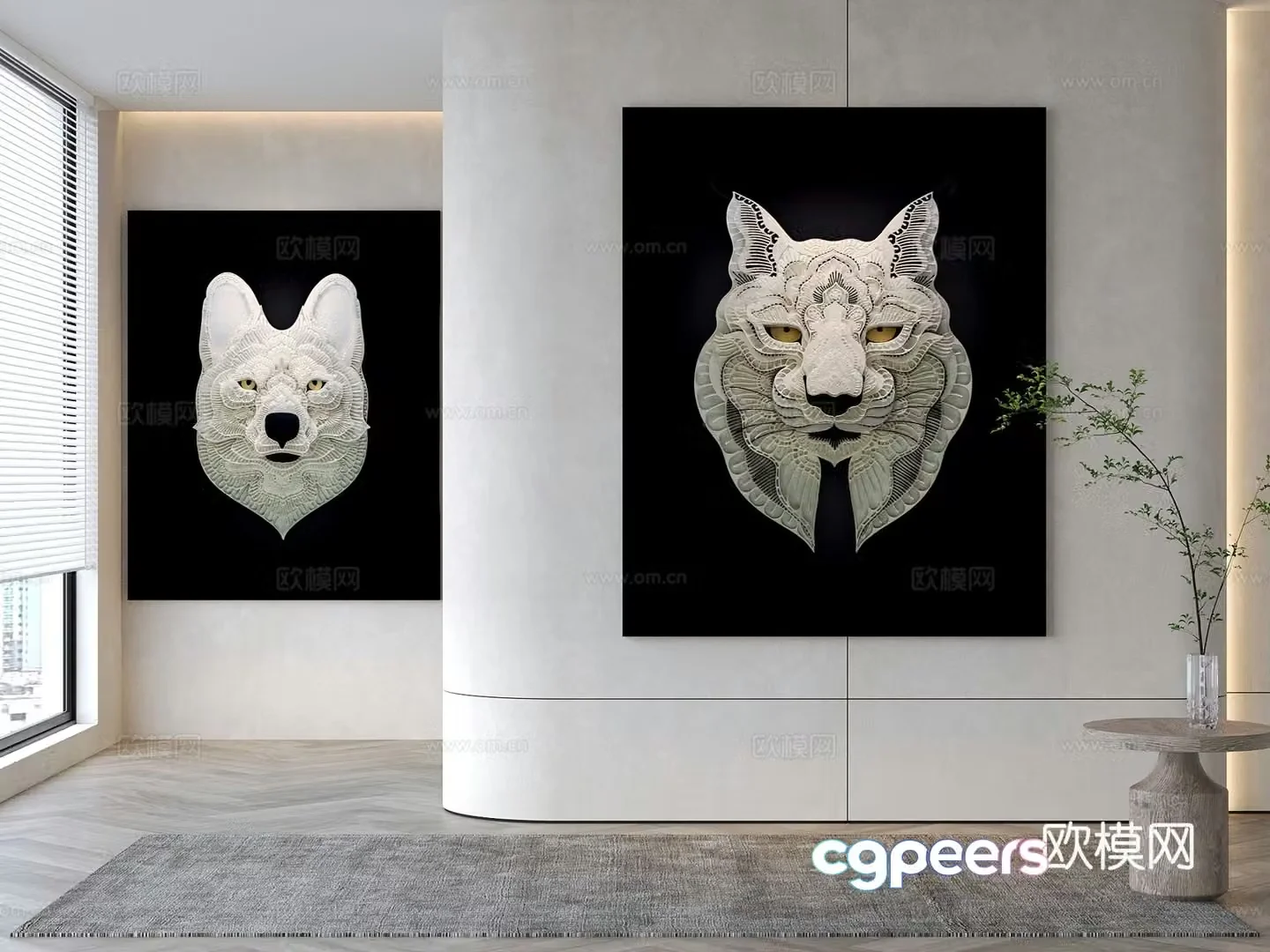 Modern decorative painting Animal hanging painting 3d model