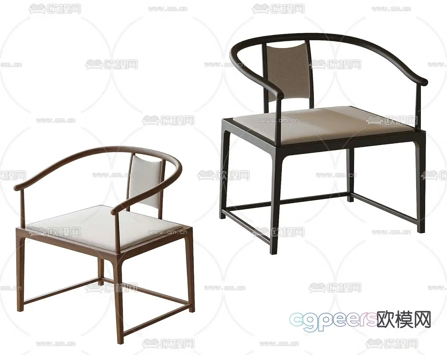 New Chinese dining chair single chair 3d model