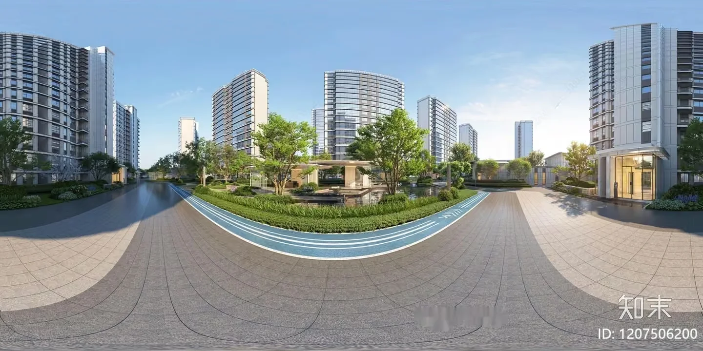 Urban High-Rise Residential Area 3D Model – 6086 – VRAY Render