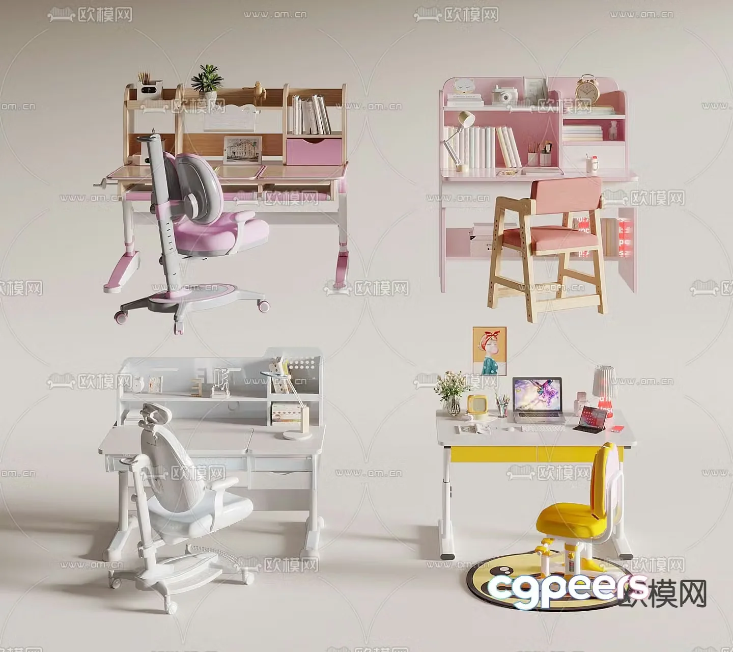 Children’s desk study table 3d model
