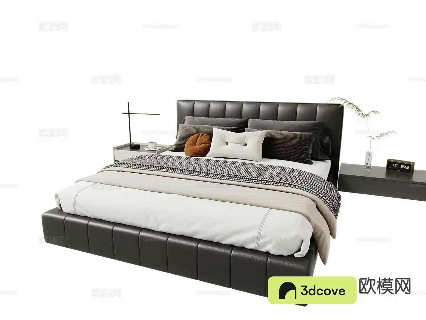 Italian double bed leather bed
