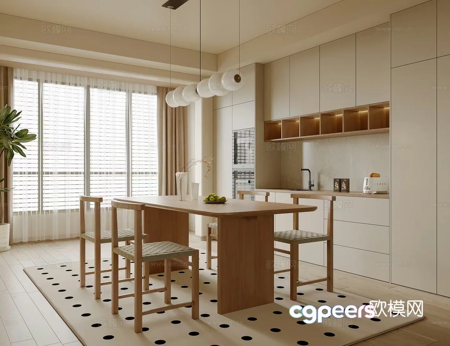 Cream style restaurant 3d model