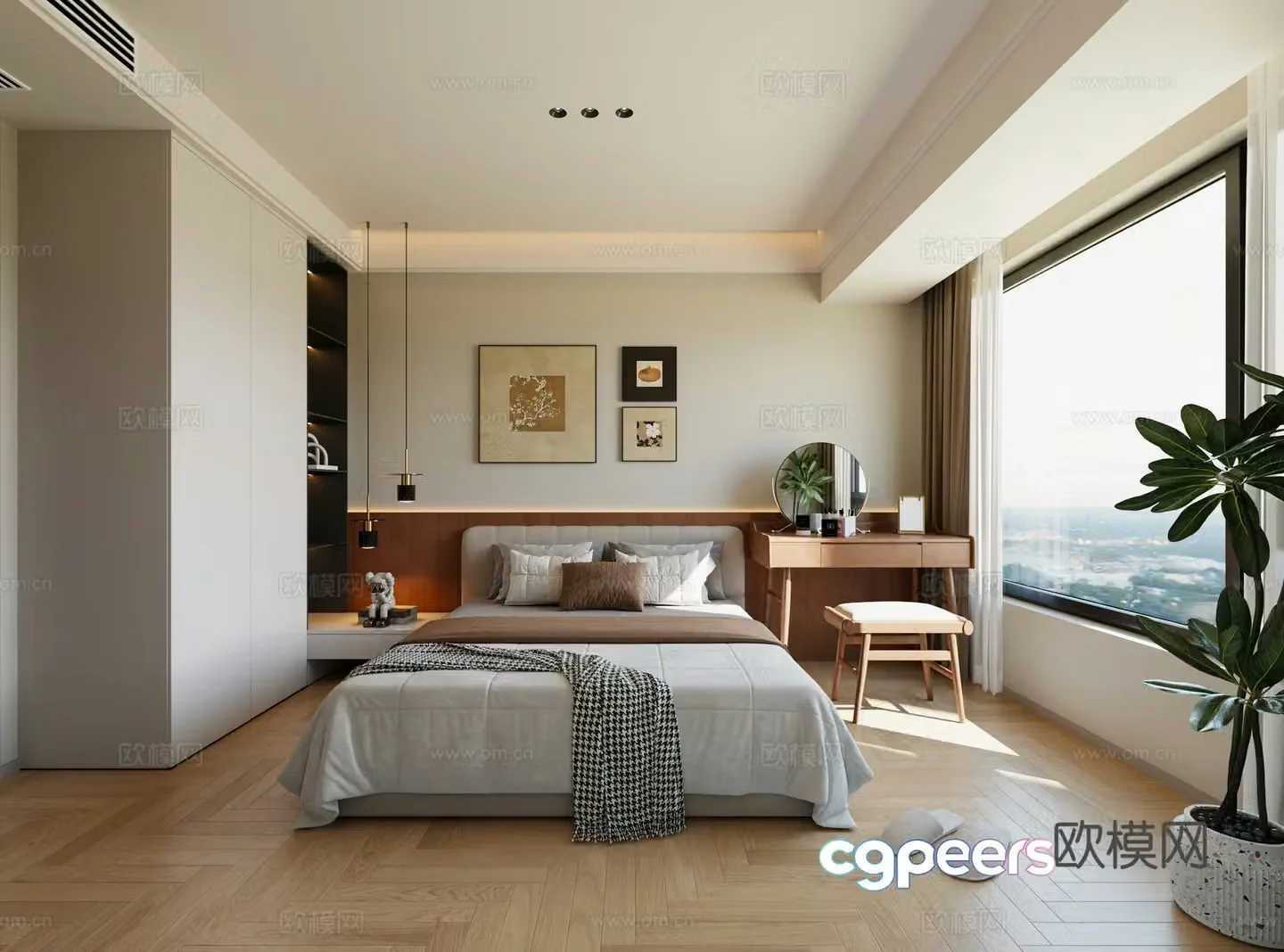 Modern bedroom Elder room Medium style bedroom Cream style bedroom Medium style dressing table Medium style 3D model