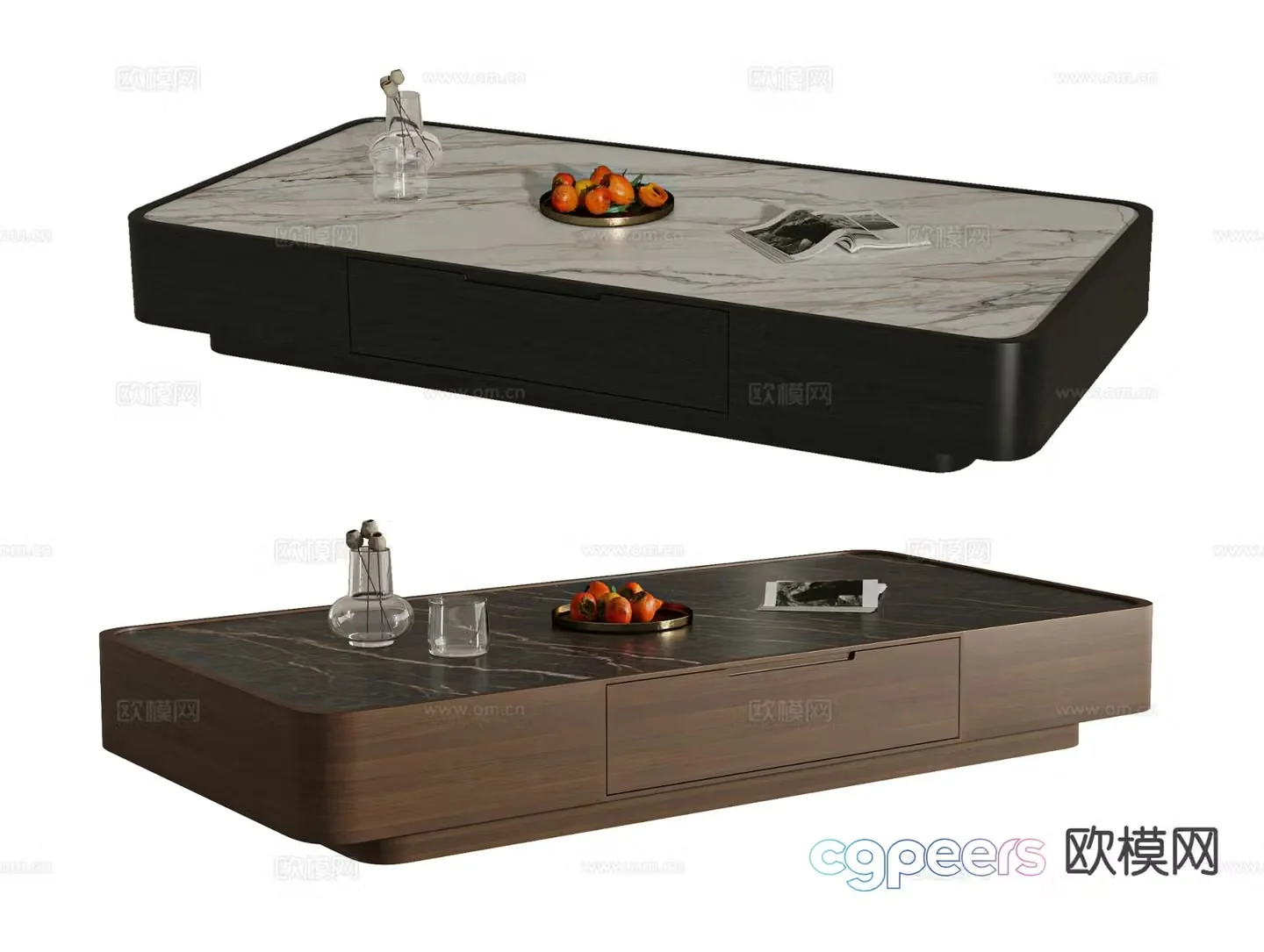Modern coffee table square table 3d model