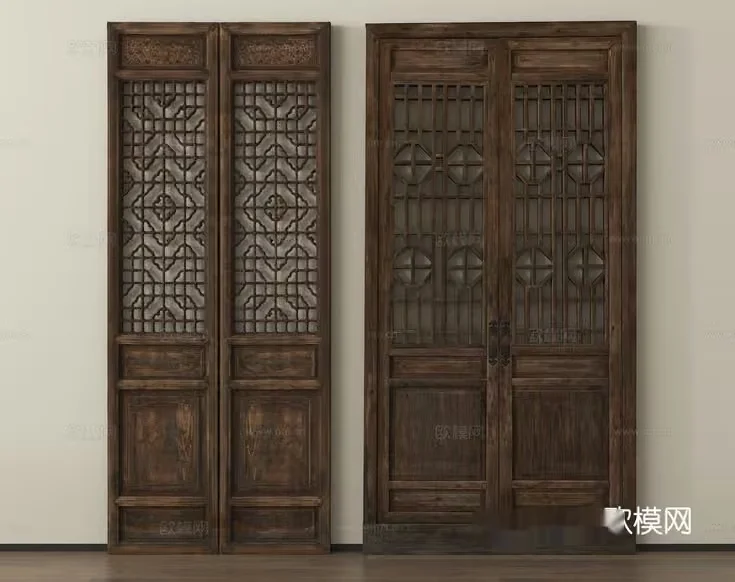 A Pair Of Wooden Doors 3D Model – 597 – VRAY Render