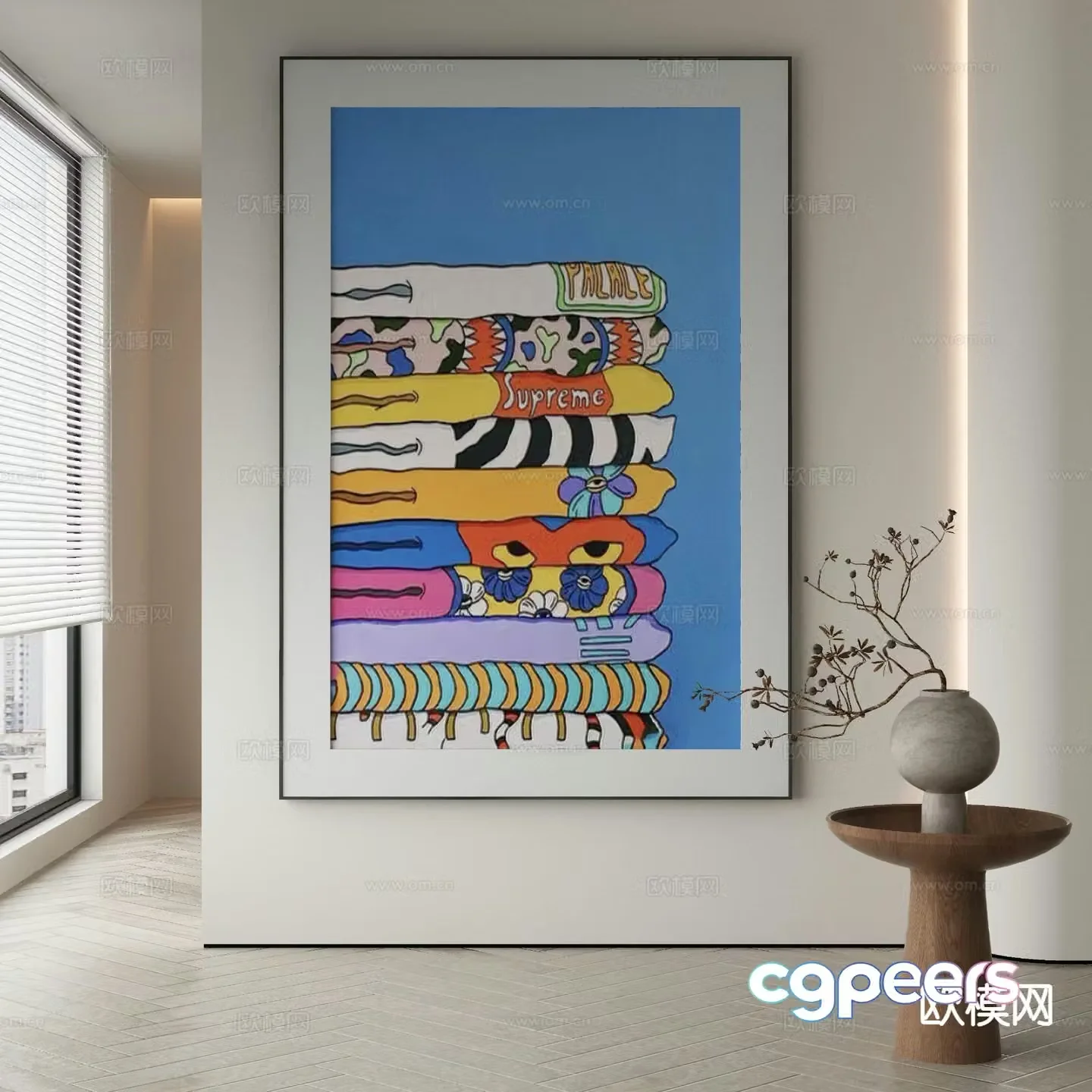 Modern cartoon painting decorative painting 3d model