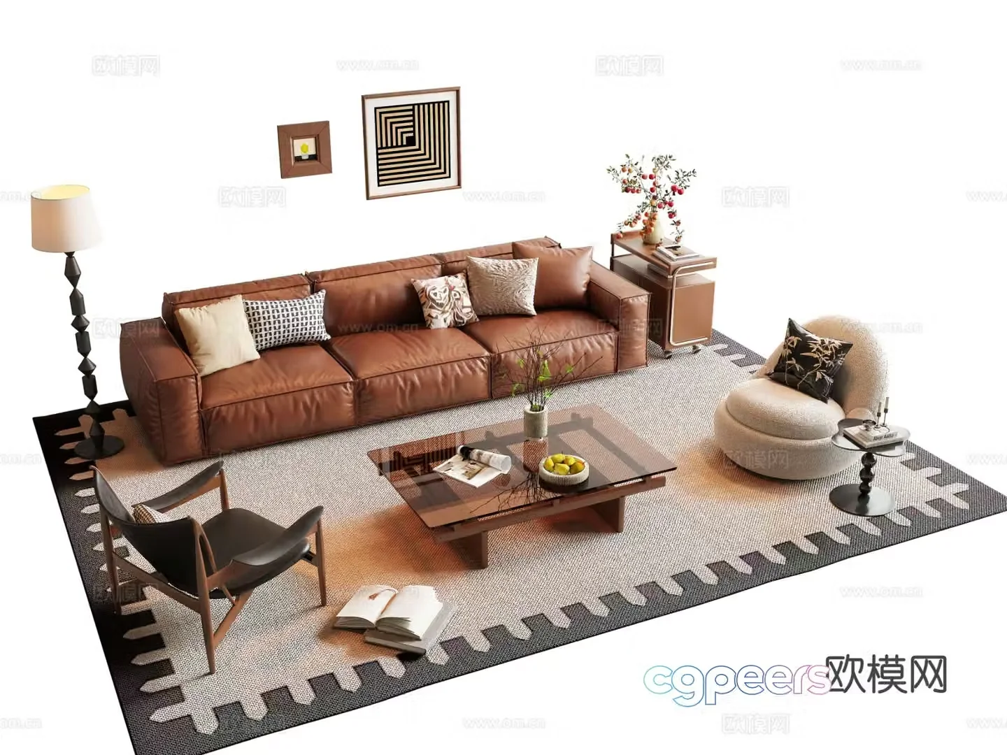 Medieval style modular sofa 3D model