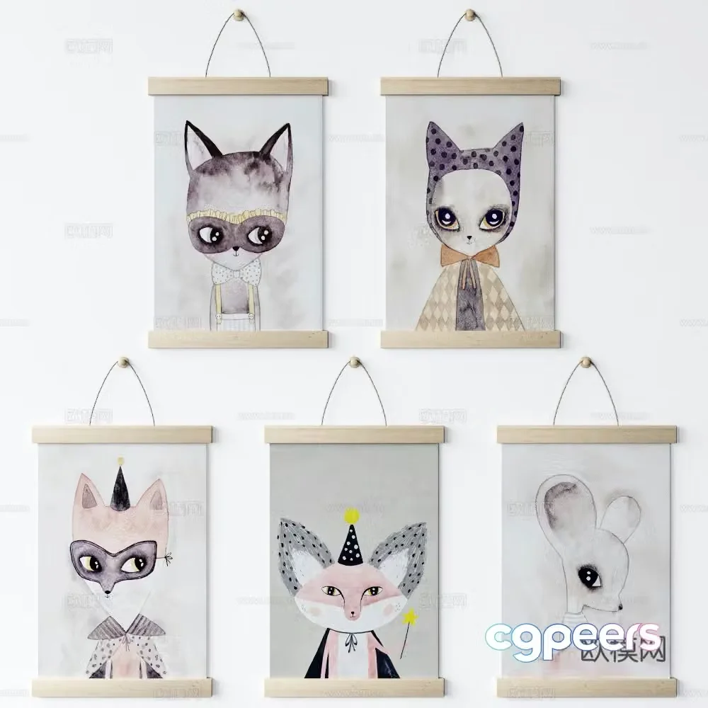 Modern Nordic children’s hanging painting 3d model