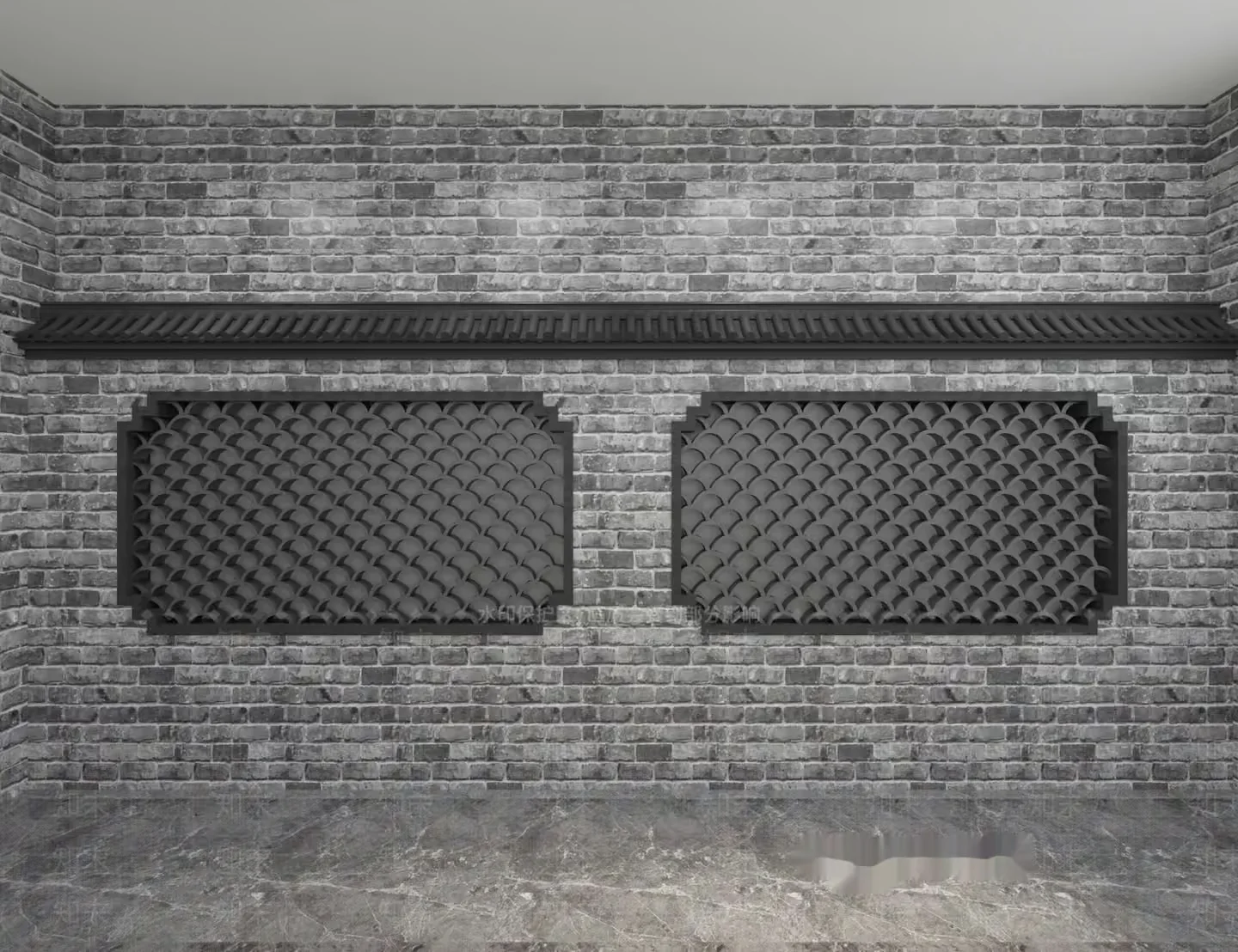A Gray Brick Wall 3D Model – 6524 – VRAY Render