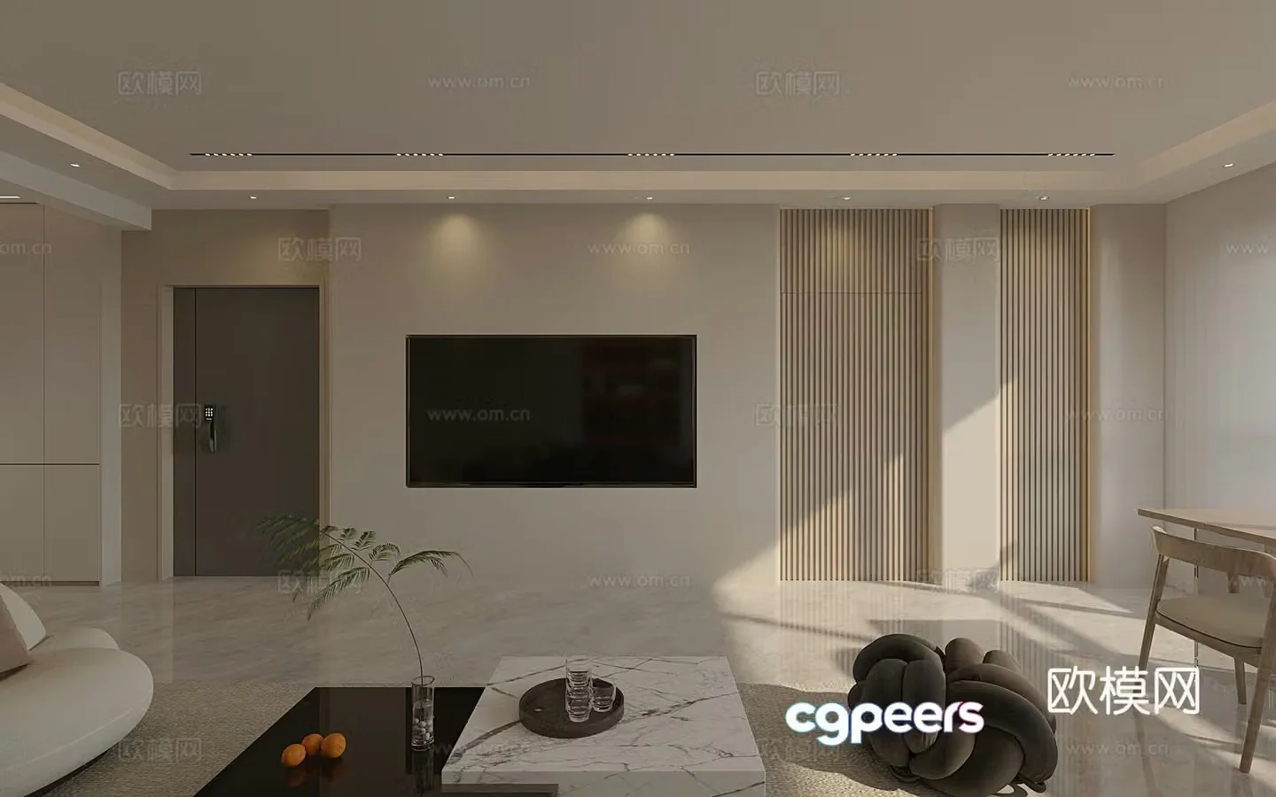 Modern living and dining room 3d model