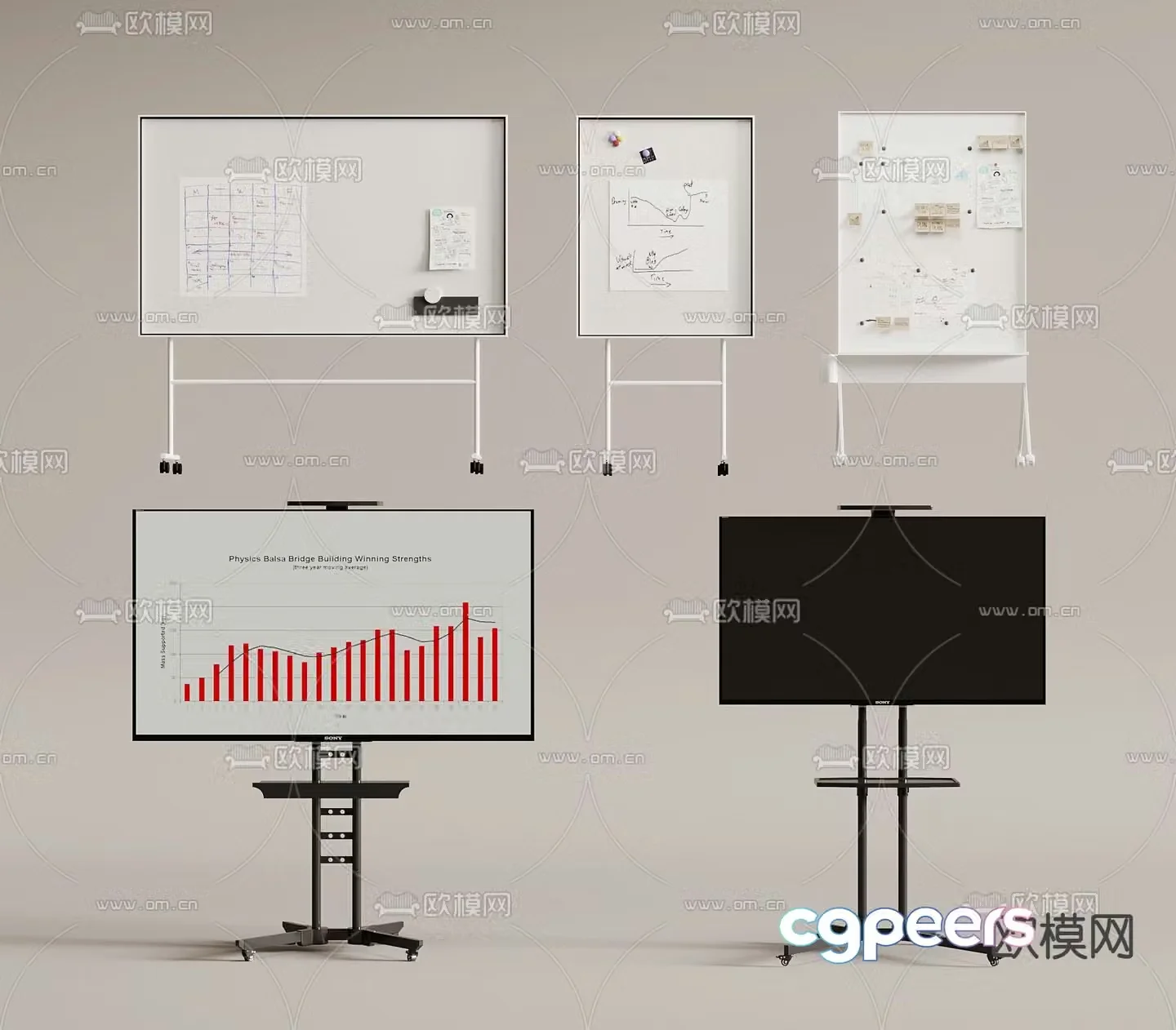 Stand TV black and white board 3d model