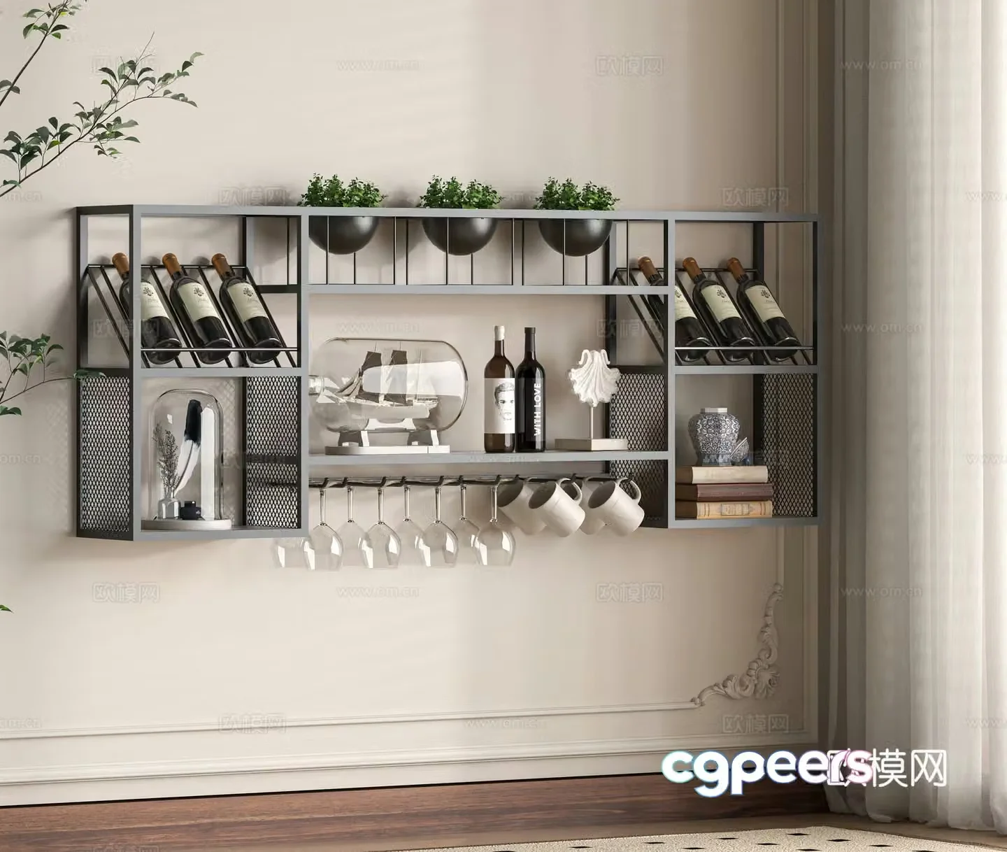Modern wine rack 3d model