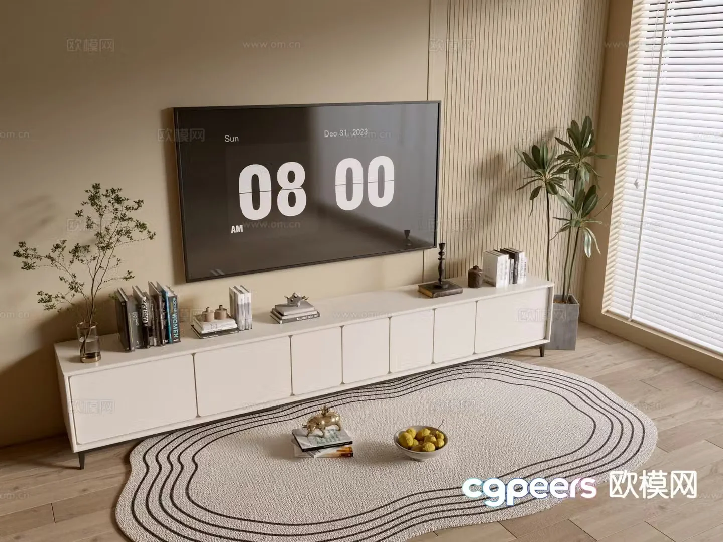 Cream style TV cabinet 3d model
