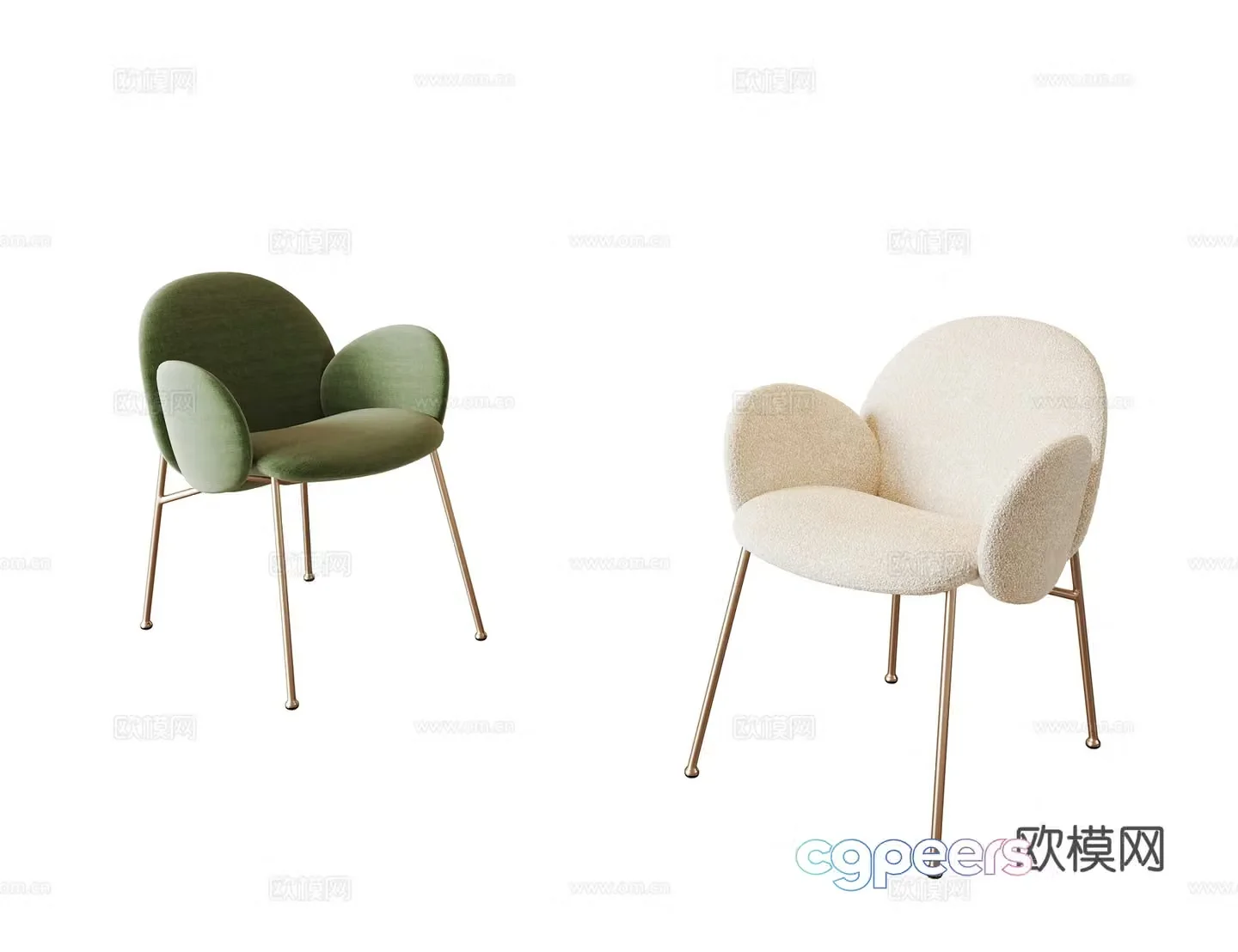 Modern single chair dining chair book chair fabric dining chair 3d model