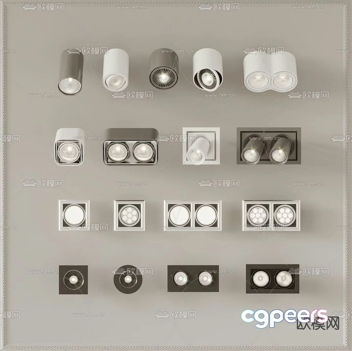 Surface mounted downlight spotlight 3d model