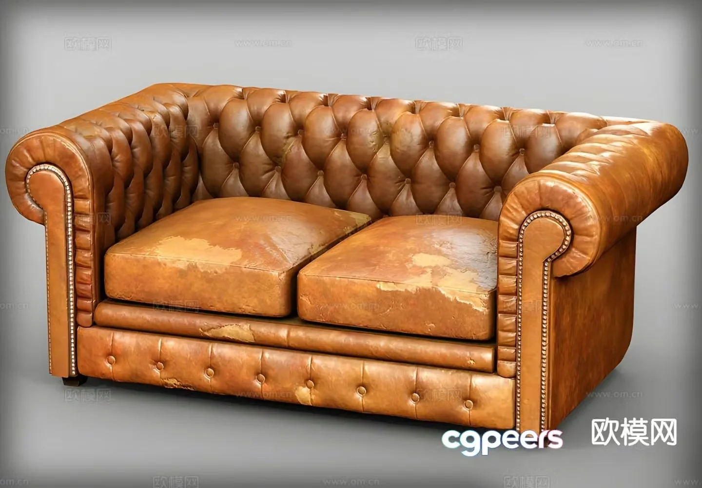 Double sofa leather sofa 3d model