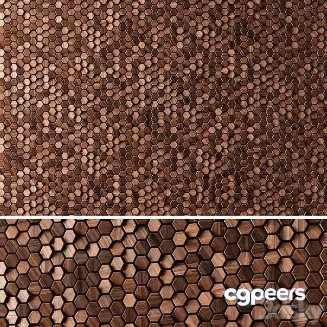 3ds Max Free – 3D panels WOODEN Hexagon
