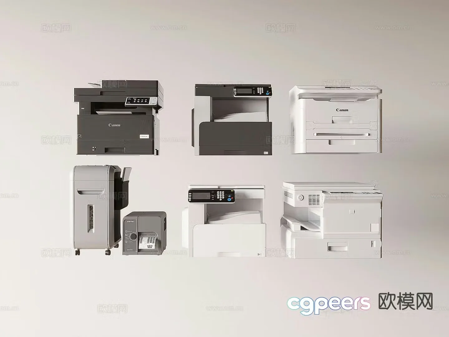 Printer Copier Scanner Fax Machine Laser Printer Shredder Office Supplies 3D Model