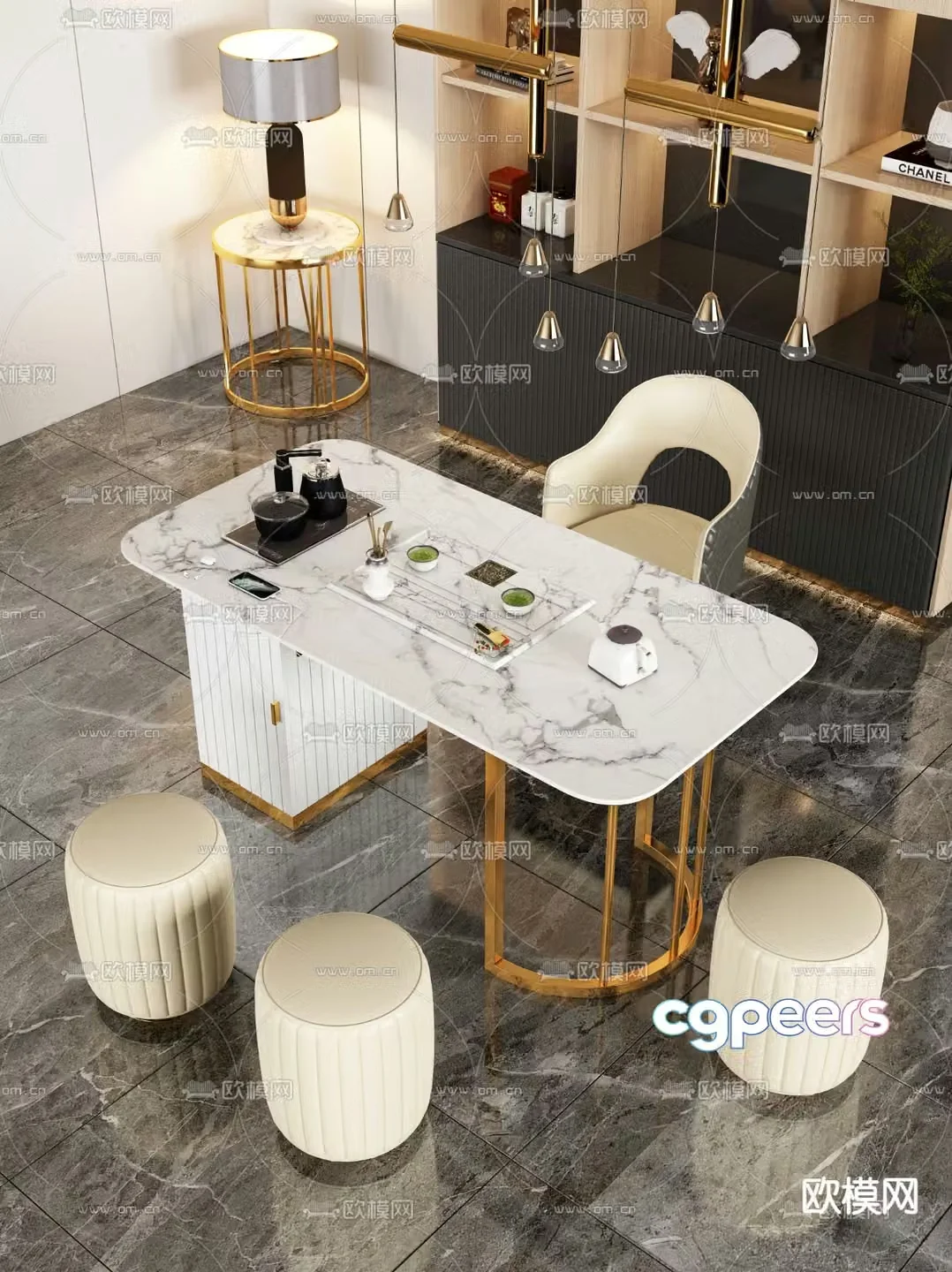Light luxury tea table tea table 3d model