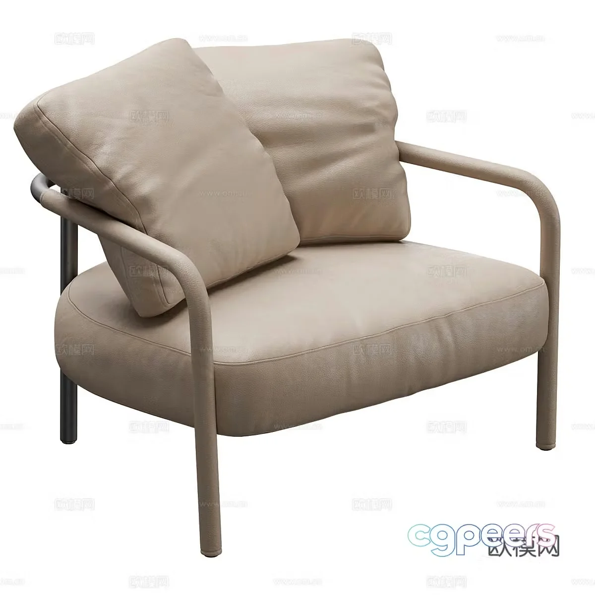 Modern Italian minimalist leather leisure chair 3d model