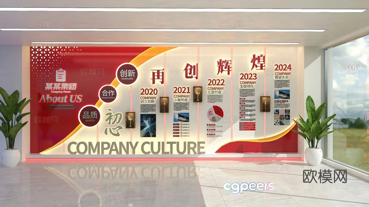 Modern corporate culture image wall 3d model